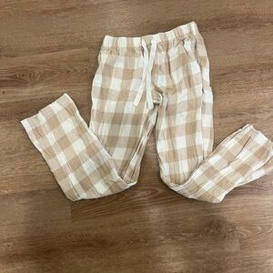 Old Navy Tan and White Checkered Pajama Pants